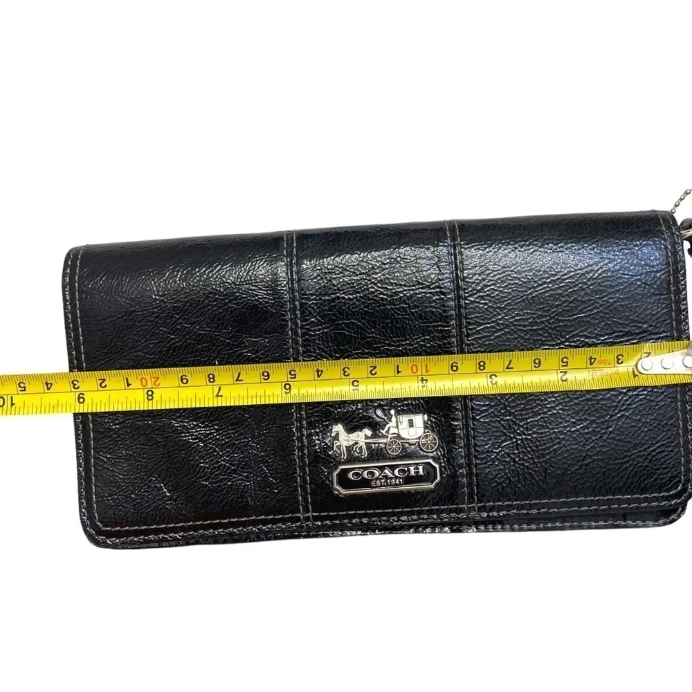 Coach Madison RARE large black patent leather wristlet clutch bag